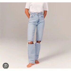 Abercrombie & Fitch Jeans 37 / 24 90's Straight High-Rise Acid Wash Ripped Knees